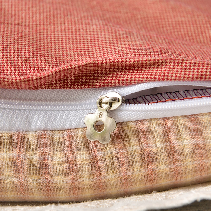 91家纺网 家纺一手货源 找家纺 小桃姐家纺 2025新款花边全棉纯棉双层纱荞麦枕枕芯枕头 粉小格