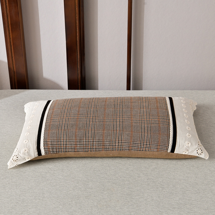 91家纺网 家纺一手货源 找家纺 小桃姐家纺 2025新款花边全棉纯棉双层纱荞麦枕枕芯枕头 咖小格