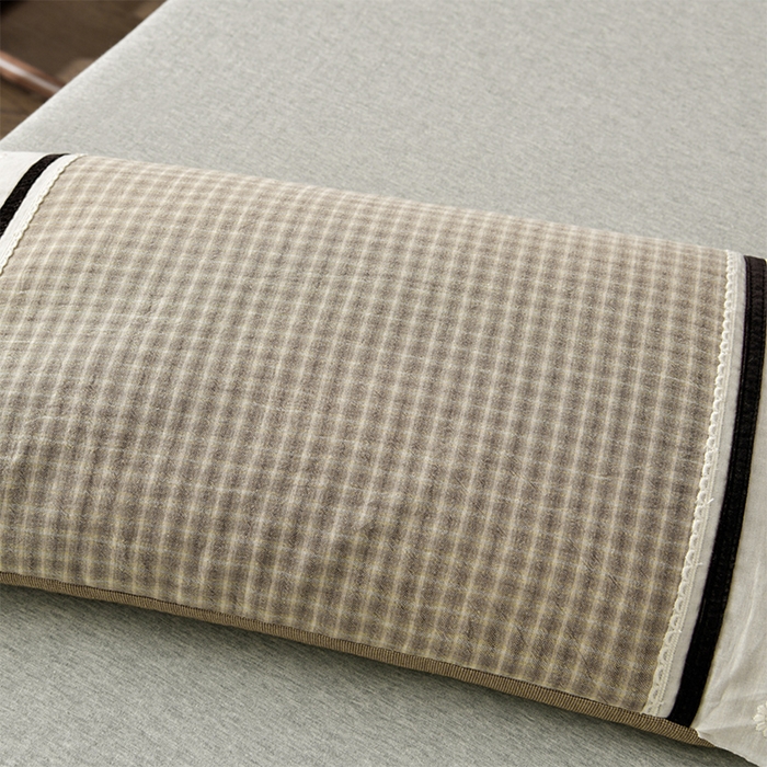 91家纺网 家纺一手货源 找家纺 小桃姐家纺 2025新款花边全棉纯棉双层纱荞麦枕枕芯枕头 绿小格