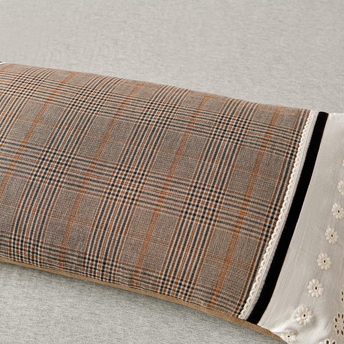 91家纺网 家纺一手货源 找家纺 小桃姐家纺 2025新款花边全棉纯棉双层纱荞麦枕枕芯枕头 咖小格