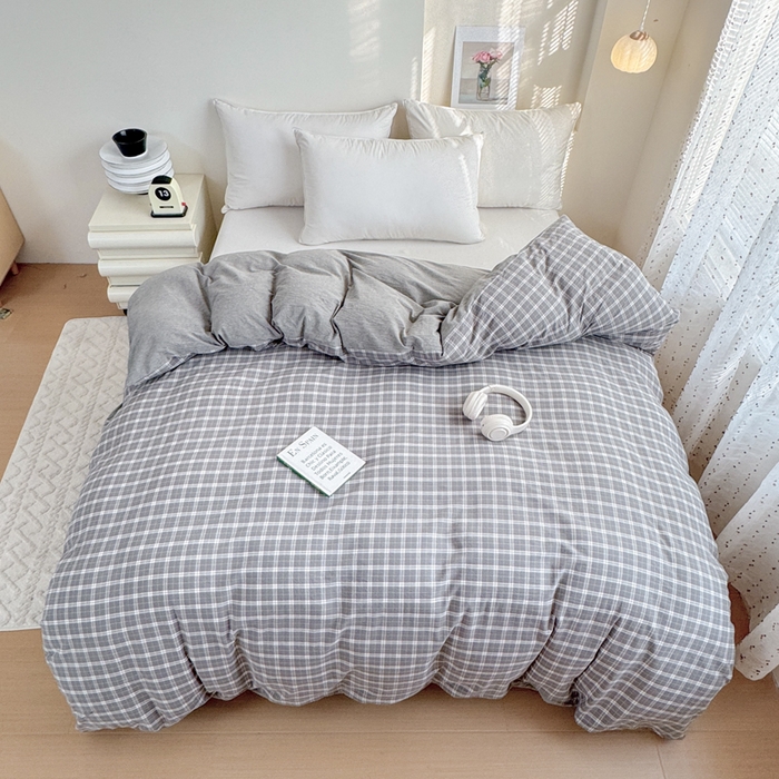 佑佳家纺 2026新款全棉色织单被套全棉被套单件 莫尼-灰