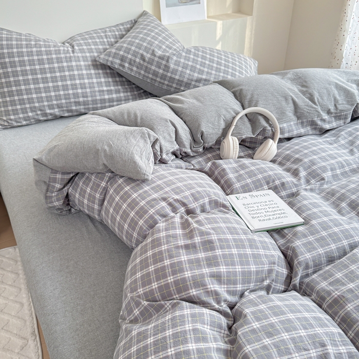 91家纺网 家纺一手货源 找家纺 佑佳家纺 2026新款全棉色织单被套全棉被套单件 莫尼-灰