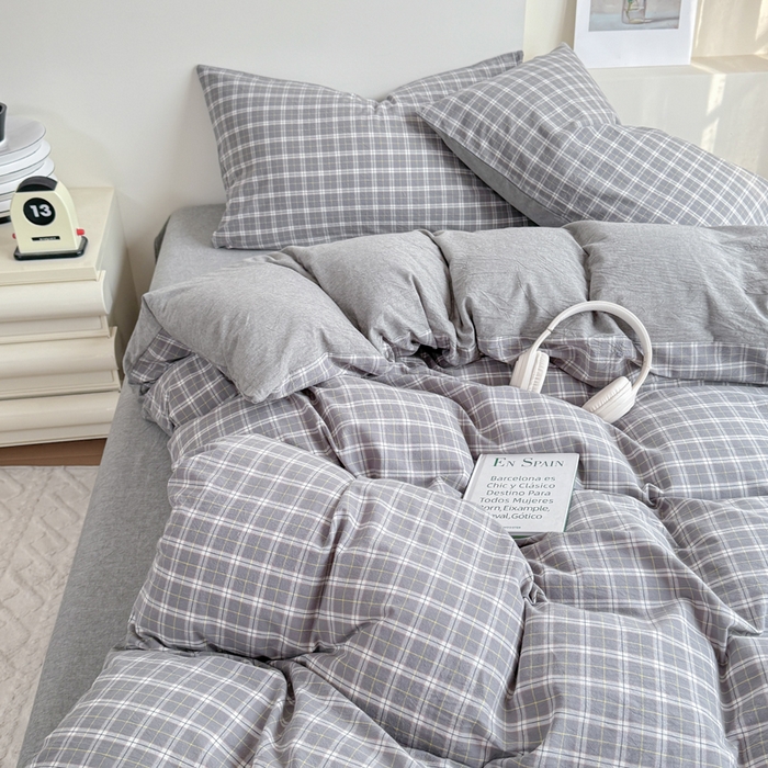 91家纺网 家纺一手货源 找家纺 佑佳家纺 2026新款全棉色织单被套全棉被套单件 莫尼-灰