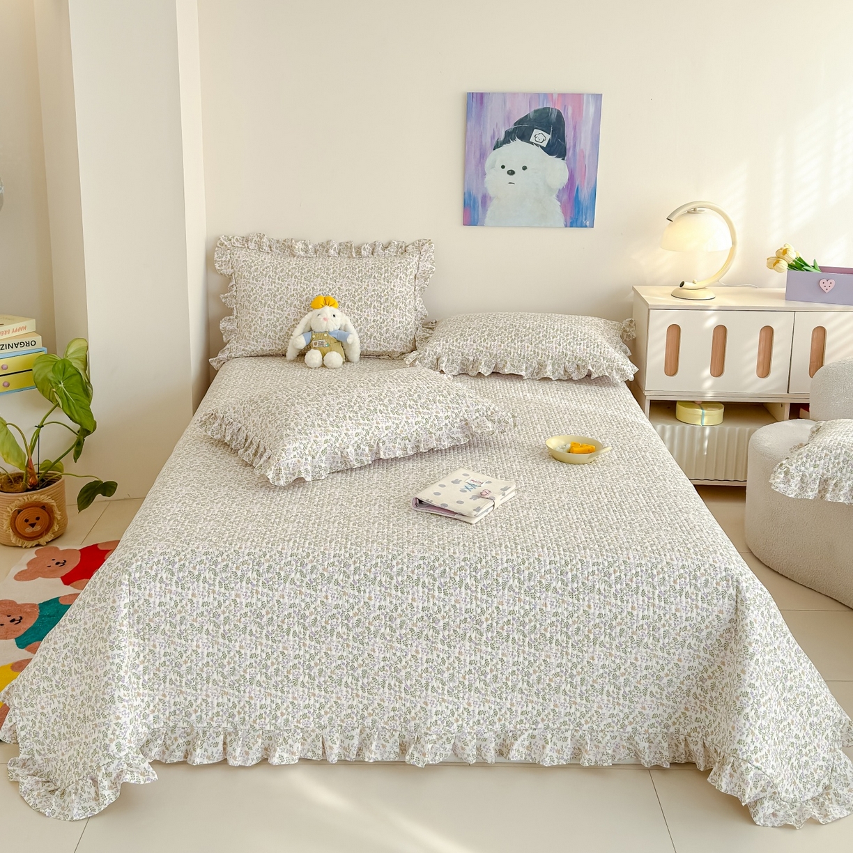 91家纺网 家纺一手货源 找家纺 归属 2026春夏新款古法仿棉床盖夏被四件套夏凉被空调被系列 青萝漫影