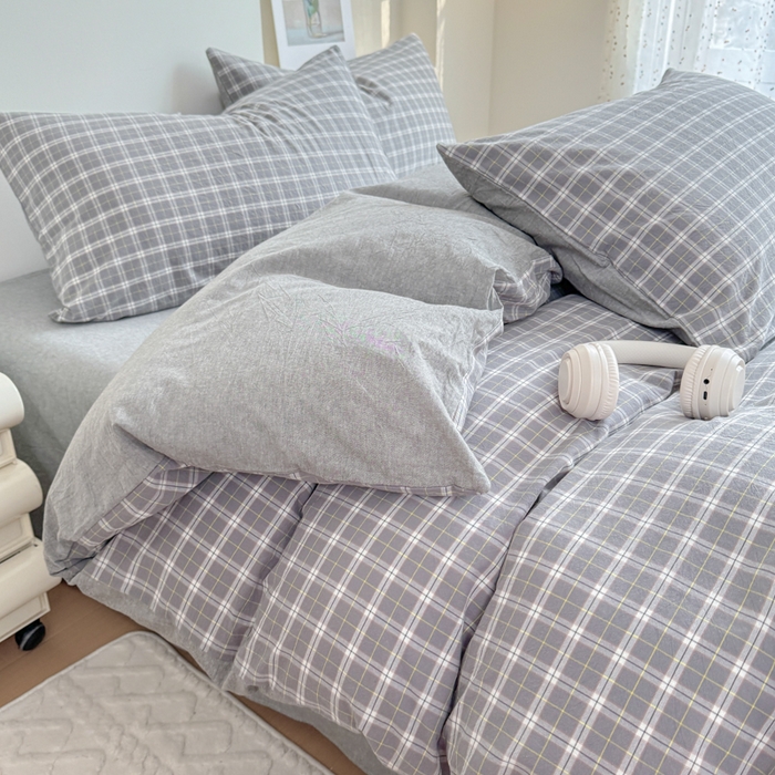 91家纺网 家纺一手货源 找家纺 佑佳家纺 2026新款全棉色织单被套全棉被套单件 莫尼-灰