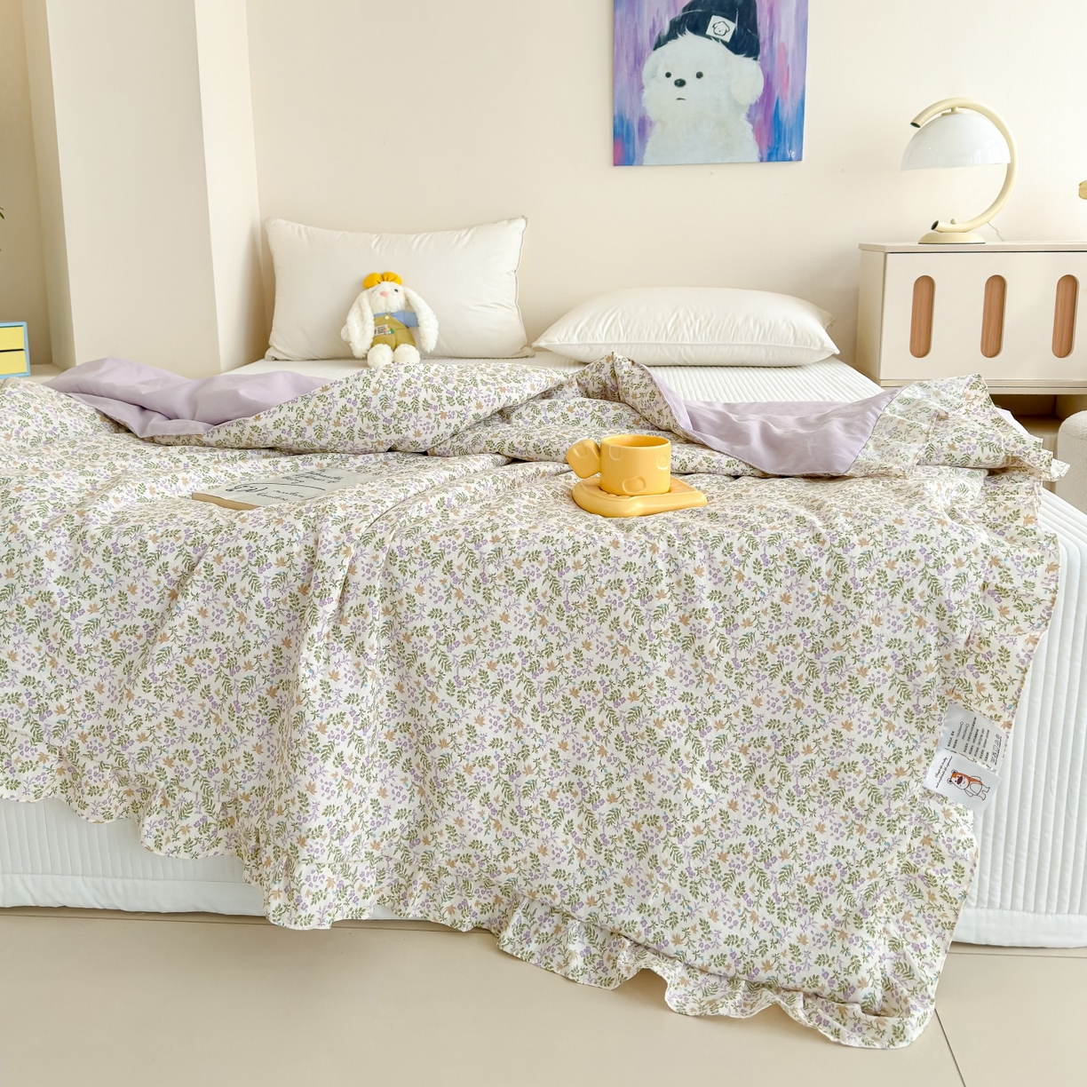 91家纺网 家纺一手货源 找家纺 归属 2026春夏新款古法仿棉床盖夏被四件套夏凉被空调被系列 青萝漫影