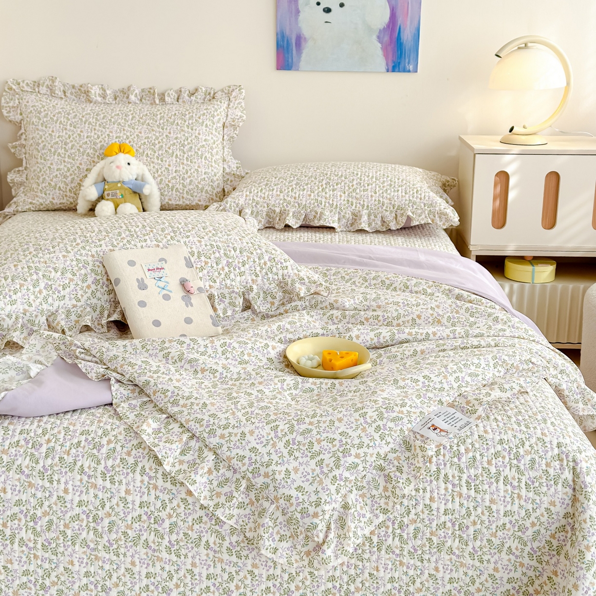 91家纺网 家纺一手货源 找家纺 归属 2026春夏新款古法仿棉床盖夏被四件套夏凉被空调被系列 青萝漫影