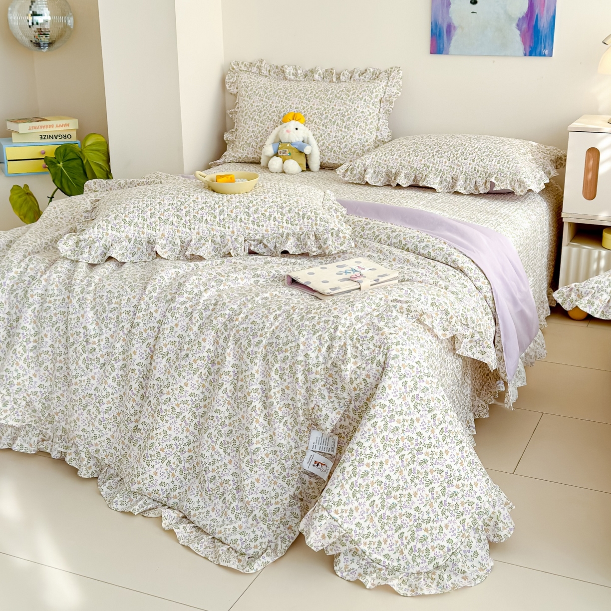 91家纺网 家纺一手货源 找家纺 归属 2026春夏新款古法仿棉床盖夏被四件套夏凉被空调被系列 青萝漫影