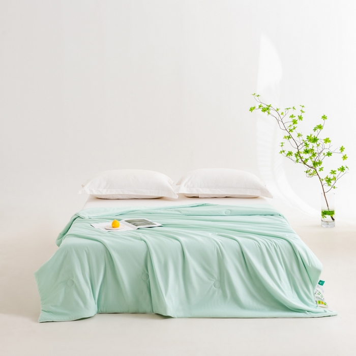 91家纺网 家纺一手货源 找家纺 迪梵家纺 2026新款A类云母凉感丝冰淇淋夏被天丝凉感夏被夏凉被空调被 优雅绿