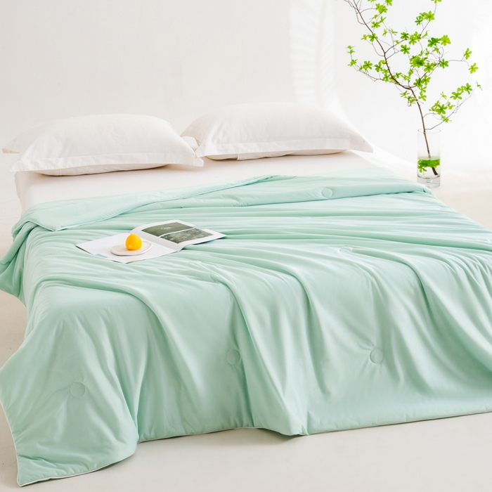 91家纺网 家纺一手货源 找家纺 迪梵家纺 2026新款A类云母凉感丝冰淇淋夏被天丝凉感夏被夏凉被空调被 优雅绿