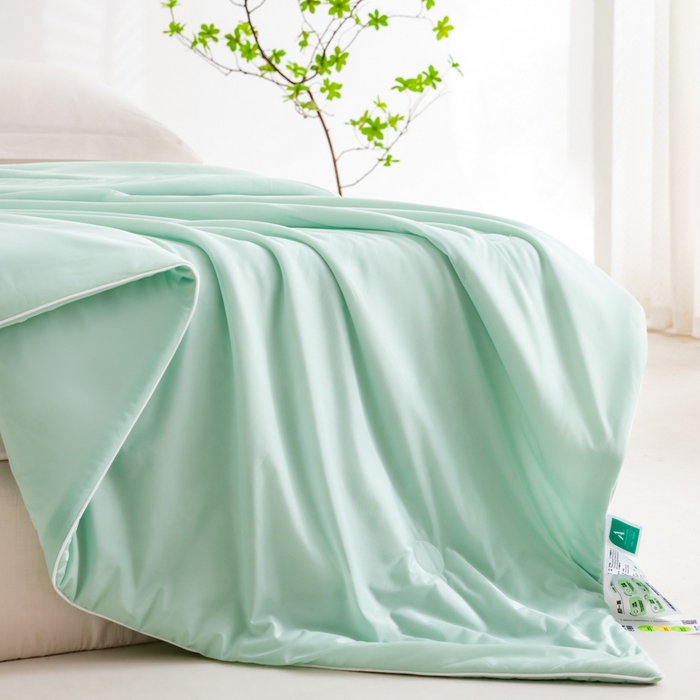 91家纺网 家纺一手货源 找家纺 迪梵家纺 2026新款A类云母凉感丝冰淇淋夏被天丝凉感夏被夏凉被空调被 优雅绿