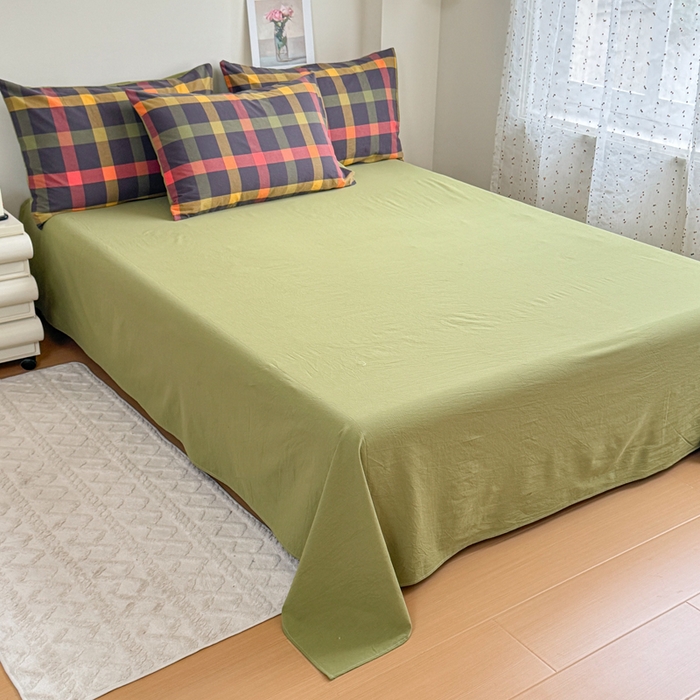 91家纺网 家纺一手货源 找家纺 佑佳家纺 2026新款全棉色织单被套全棉被套单件 牛油果-绿