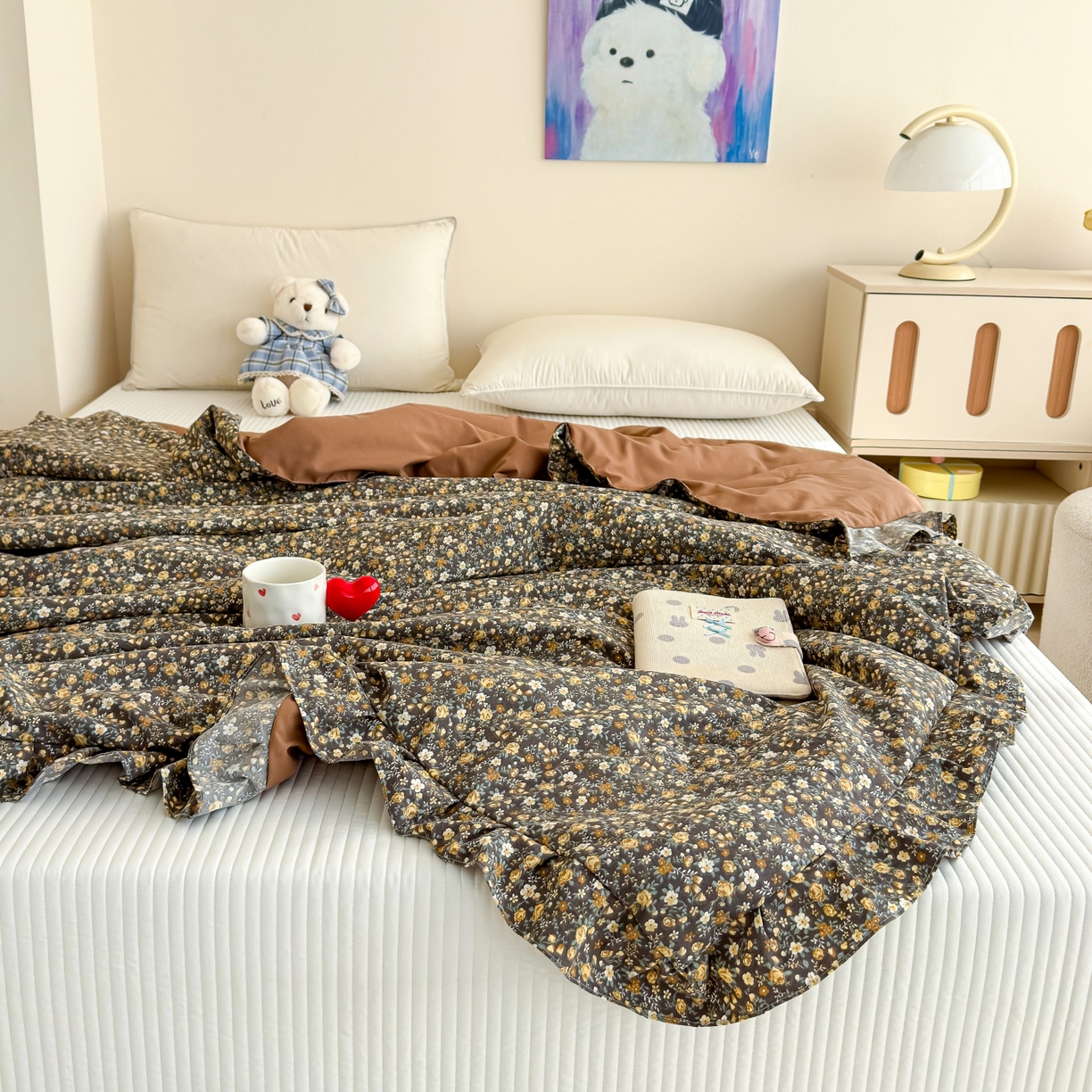 91家纺网 家纺一手货源 找家纺 归属 2026春夏新款古法仿棉床盖夏被四件套夏凉被空调被系列 山野繁花