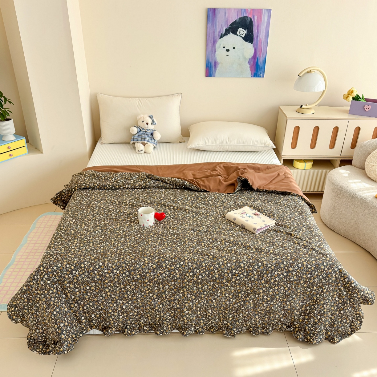 91家纺网 家纺一手货源 找家纺 归属 2026春夏新款古法仿棉床盖夏被四件套夏凉被空调被系列 山野繁花