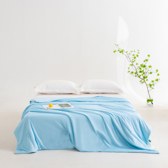 91家纺网 家纺一手货源 找家纺 迪梵家纺 2026新款A类云母凉感丝冰淇淋夏被天丝凉感夏被夏凉被空调被 月光蓝