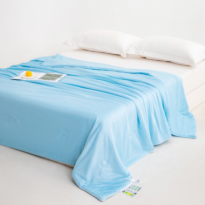 91家纺网 家纺一手货源 找家纺 迪梵家纺 2026新款A类云母凉感丝冰淇淋夏被天丝凉感夏被夏凉被空调被 月光蓝