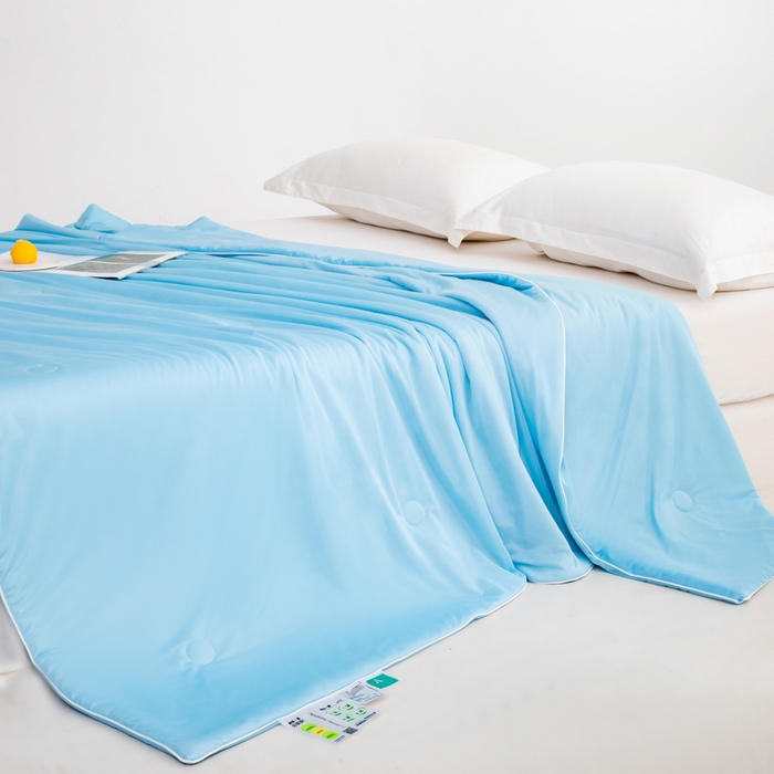 91家纺网 家纺一手货源 找家纺 迪梵家纺 2026新款A类云母凉感丝冰淇淋夏被天丝凉感夏被夏凉被空调被 月光蓝