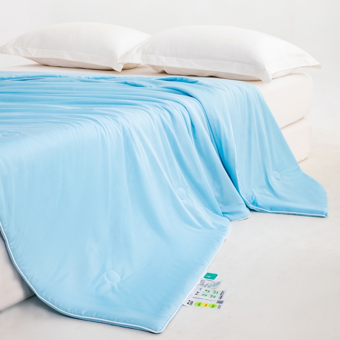 91家纺网 家纺一手货源 找家纺 迪梵家纺 2026新款A类云母凉感丝冰淇淋夏被天丝凉感夏被夏凉被空调被 月光蓝