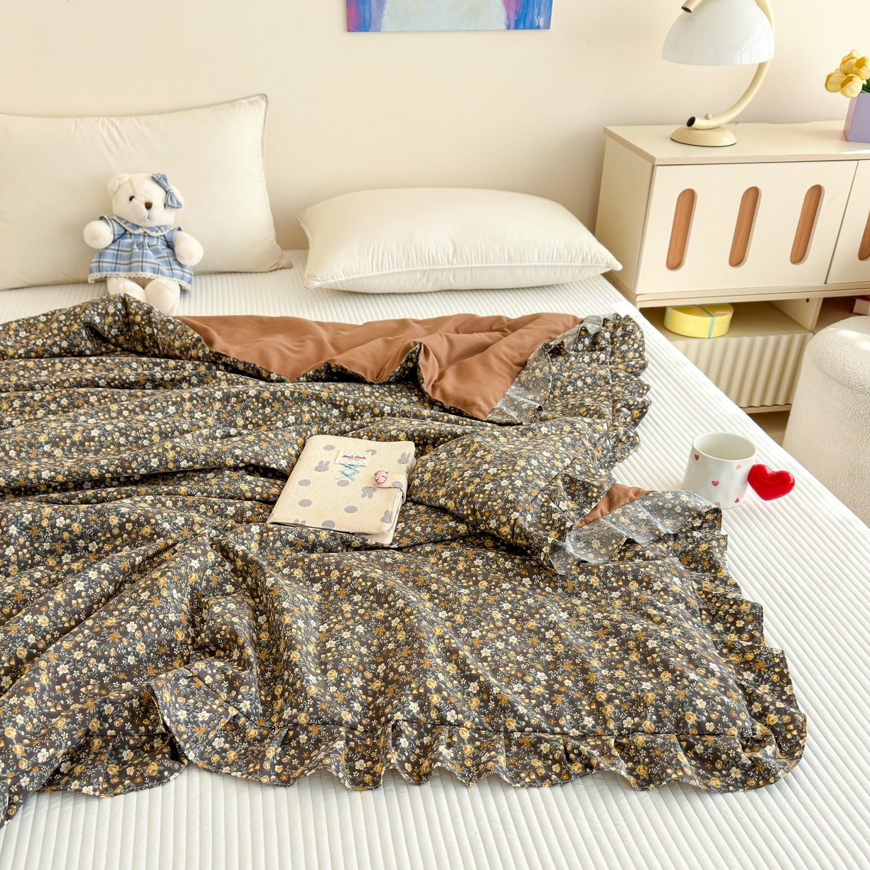 91家纺网 家纺一手货源 找家纺 归属 2026春夏新款古法仿棉床盖夏被四件套夏凉被空调被系列 山野繁花