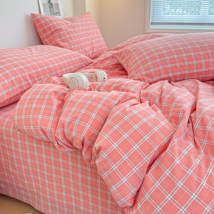 91家纺网 家纺一手货源 找家纺 佑佳家纺 2026新款全棉色织单被套全棉被套单件 羽梦-粉