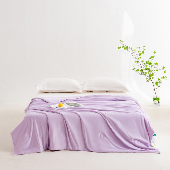 91家纺网 家纺一手货源 找家纺 迪梵家纺 2026新款A类云母凉感丝冰淇淋夏被天丝凉感夏被夏凉被空调被 丁香紫