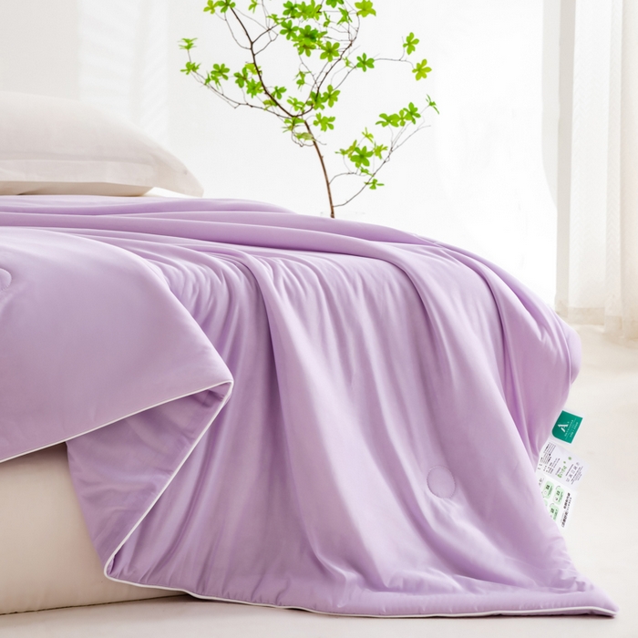 91家纺网 家纺一手货源 找家纺 迪梵家纺 2026新款A类云母凉感丝冰淇淋夏被天丝凉感夏被夏凉被空调被 丁香紫