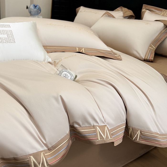 91家纺网 家纺一手货源 找家纺 家居1号家纺 2026春夏新款50双股100支A类长绒棉纯棉巴特系列四件套 巴特-香槟金