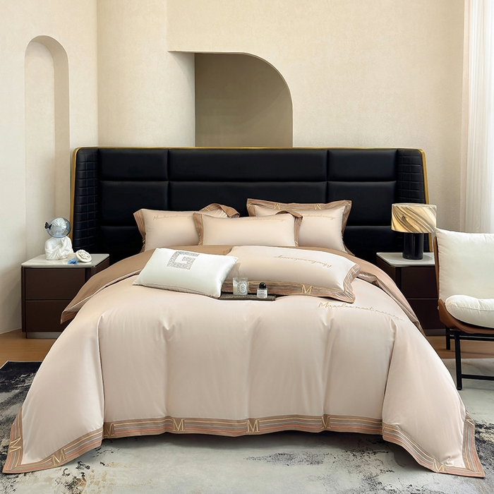 91家纺网 家纺一手货源 找家纺 家居1号家纺 2026春夏新款50双股100支A类长绒棉纯棉巴特系列四件套 巴特-香槟金