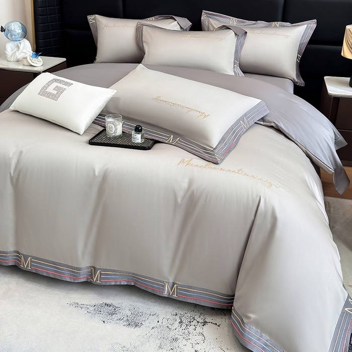 91家纺网 家纺一手货源 找家纺 家居1号家纺 2026春夏新款50双股100支A类长绒棉纯棉巴特系列四件套 巴特-绅士灰