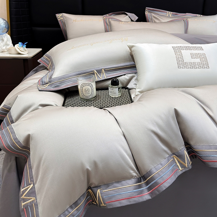 91家纺网 家纺一手货源 找家纺 家居1号家纺 2026春夏新款50双股100支A类长绒棉纯棉巴特系列四件套 巴特-绅士灰