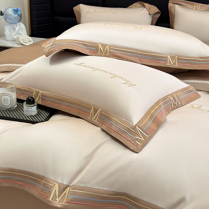 91家纺网 家纺一手货源 找家纺 家居1号家纺 2026春夏新款50双股100支A类长绒棉纯棉巴特系列四件套 巴特-香槟金