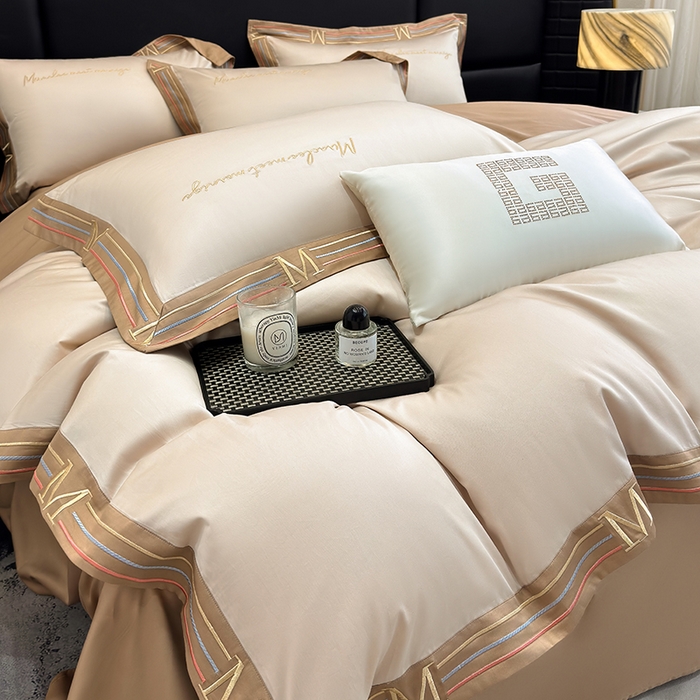 91家纺网 家纺一手货源 找家纺 家居1号家纺 2026春夏新款50双股100支A类长绒棉纯棉巴特系列四件套 巴特-香槟金