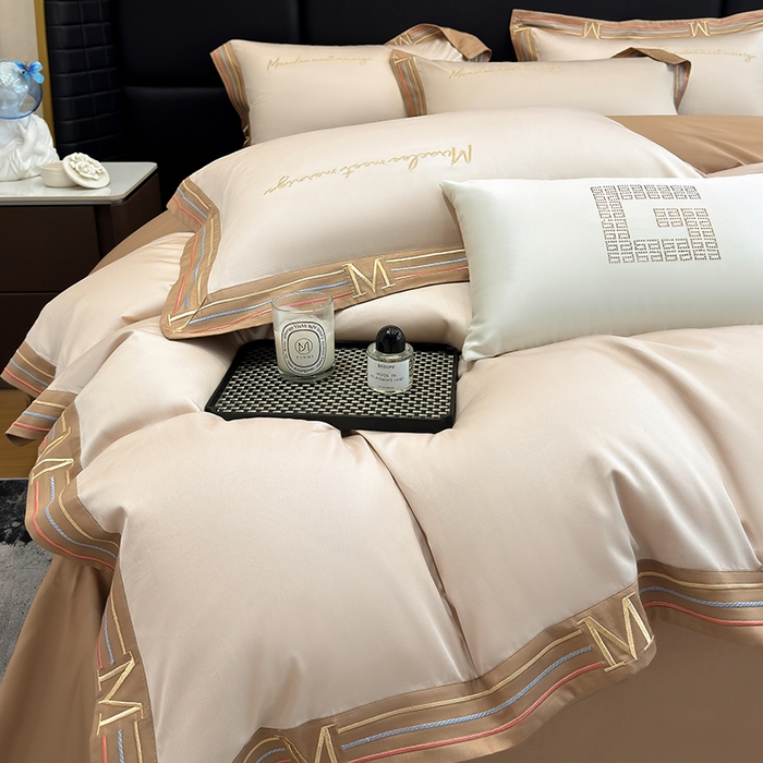 91家纺网 家纺一手货源 找家纺 家居1号家纺 2026春夏新款50双股100支A类长绒棉纯棉巴特系列四件套 巴特-香槟金