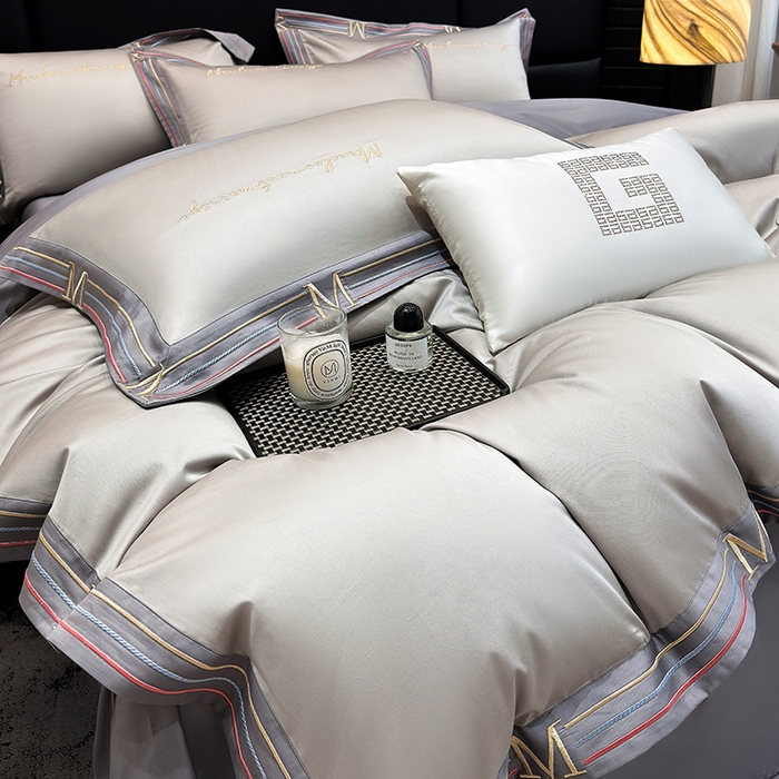 91家纺网 家纺一手货源 找家纺 家居1号家纺 2026春夏新款50双股100支A类长绒棉纯棉巴特系列四件套 巴特-绅士灰