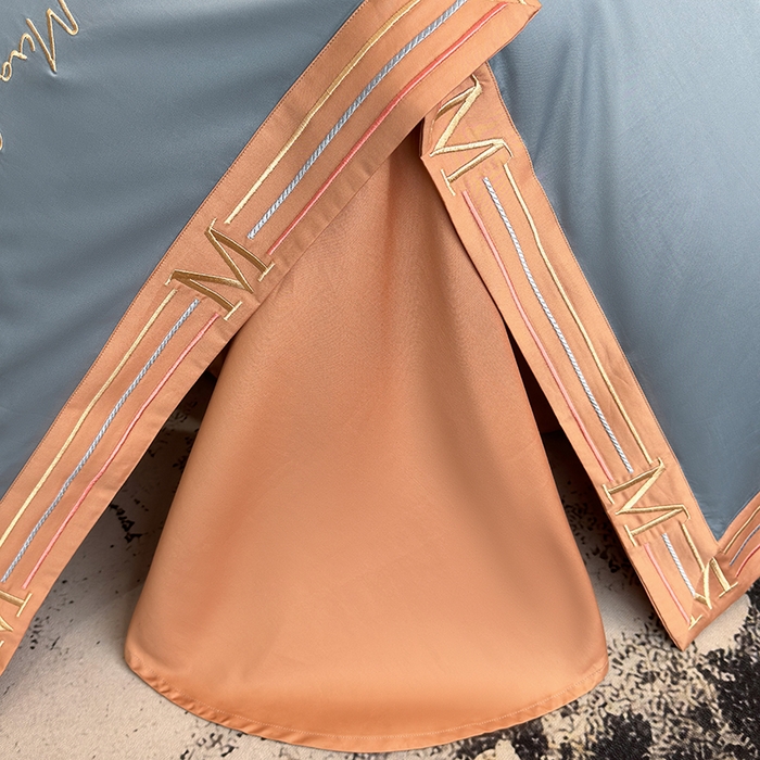 91家纺网 家纺一手货源 找家纺 家居1号家纺 2026春夏新款50双股100支A类长绒棉纯棉巴特系列四件套 巴特-桔蓝