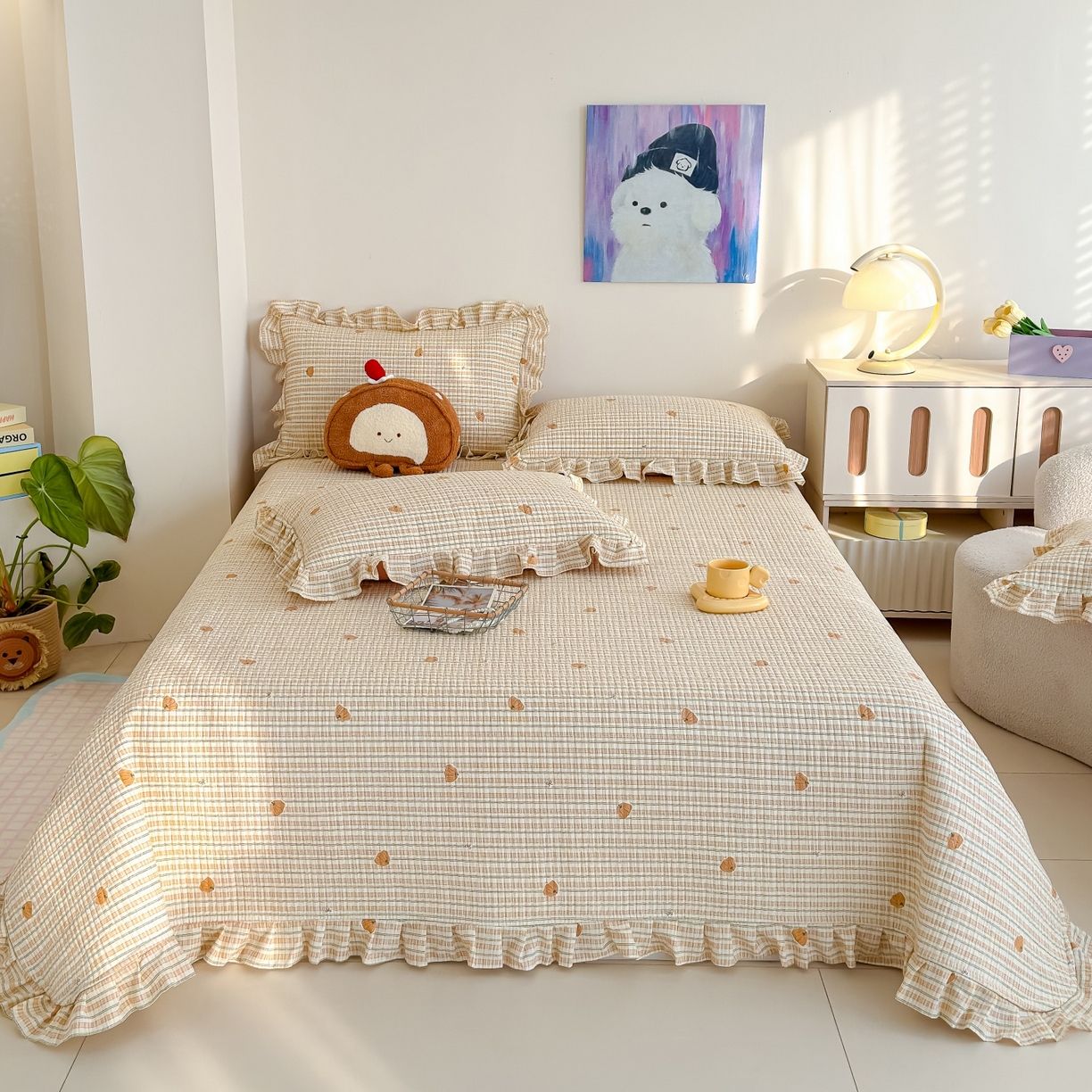 91家纺网 家纺一手货源 找家纺 归属 2026春夏新款古法仿棉床盖夏被四件套夏凉被空调被系列 条纹南瓜