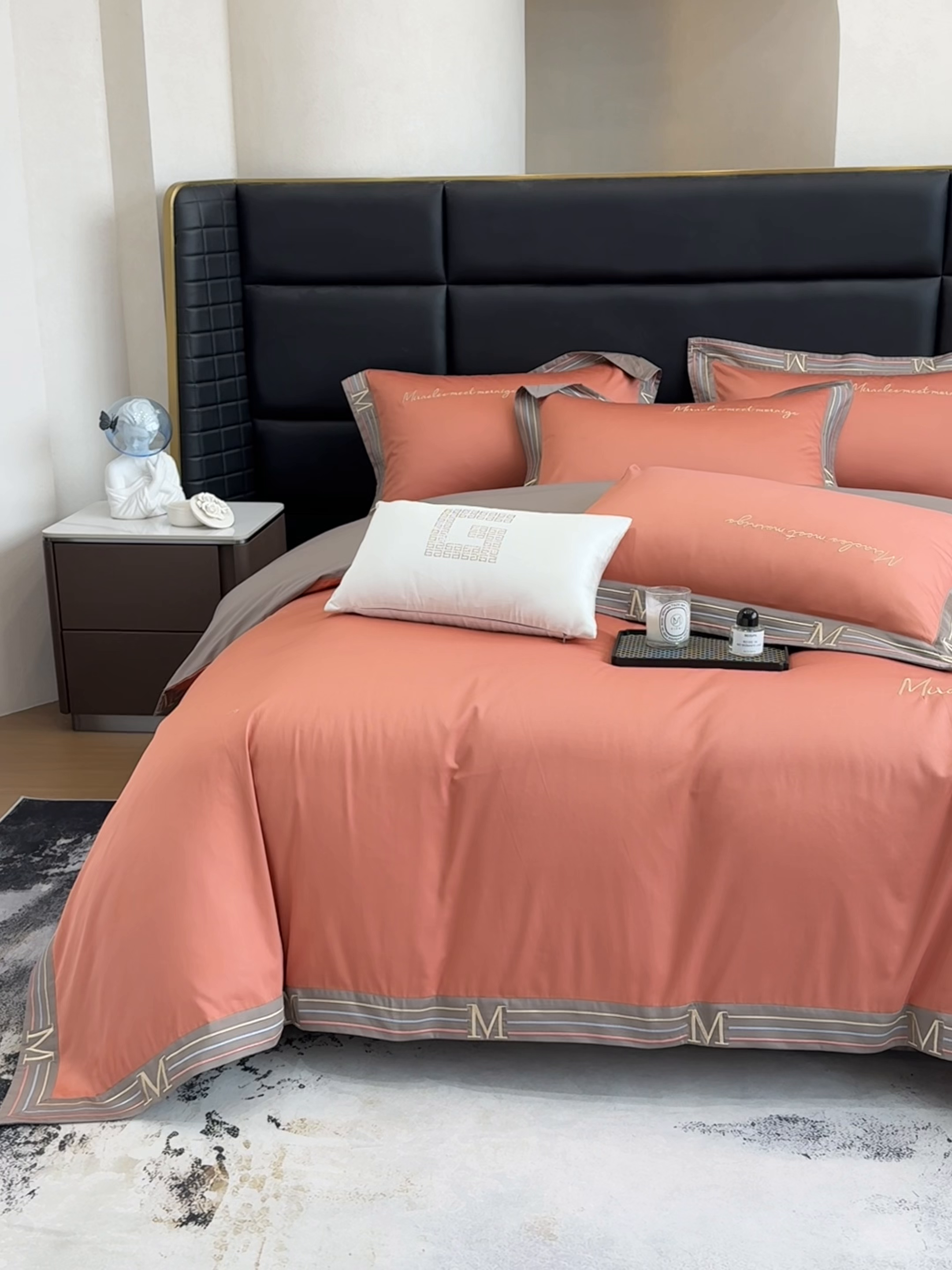 91家纺网 家纺一手货源 找家纺 家居1号家纺 2026春夏新款50双股100支A类长绒棉纯棉巴特系列四件套 巴特-高级橙