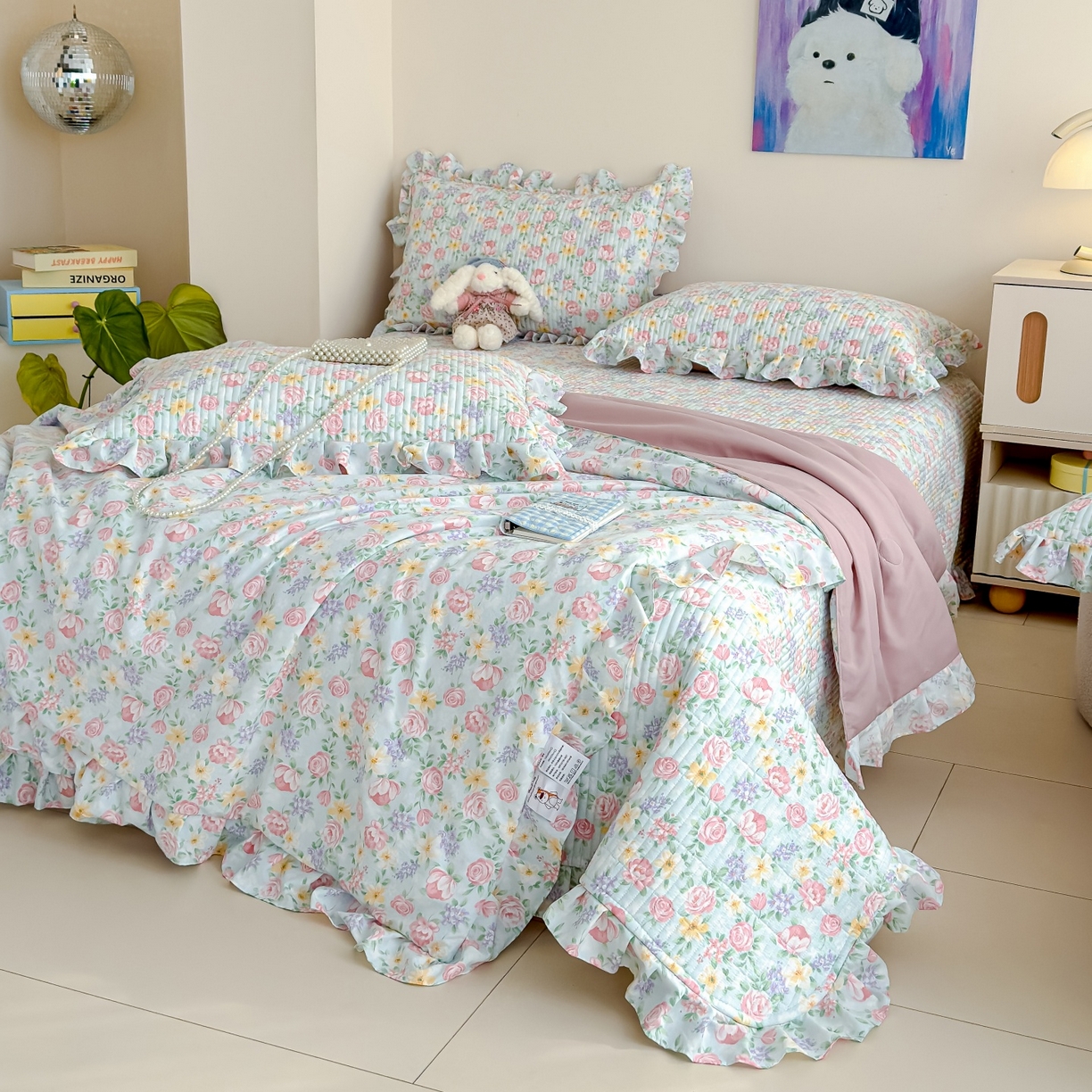 91家纺网 家纺一手货源 找家纺 归属 2026春夏新款古法仿棉床盖夏被四件套夏凉被空调被系列 雾漫玫瑰