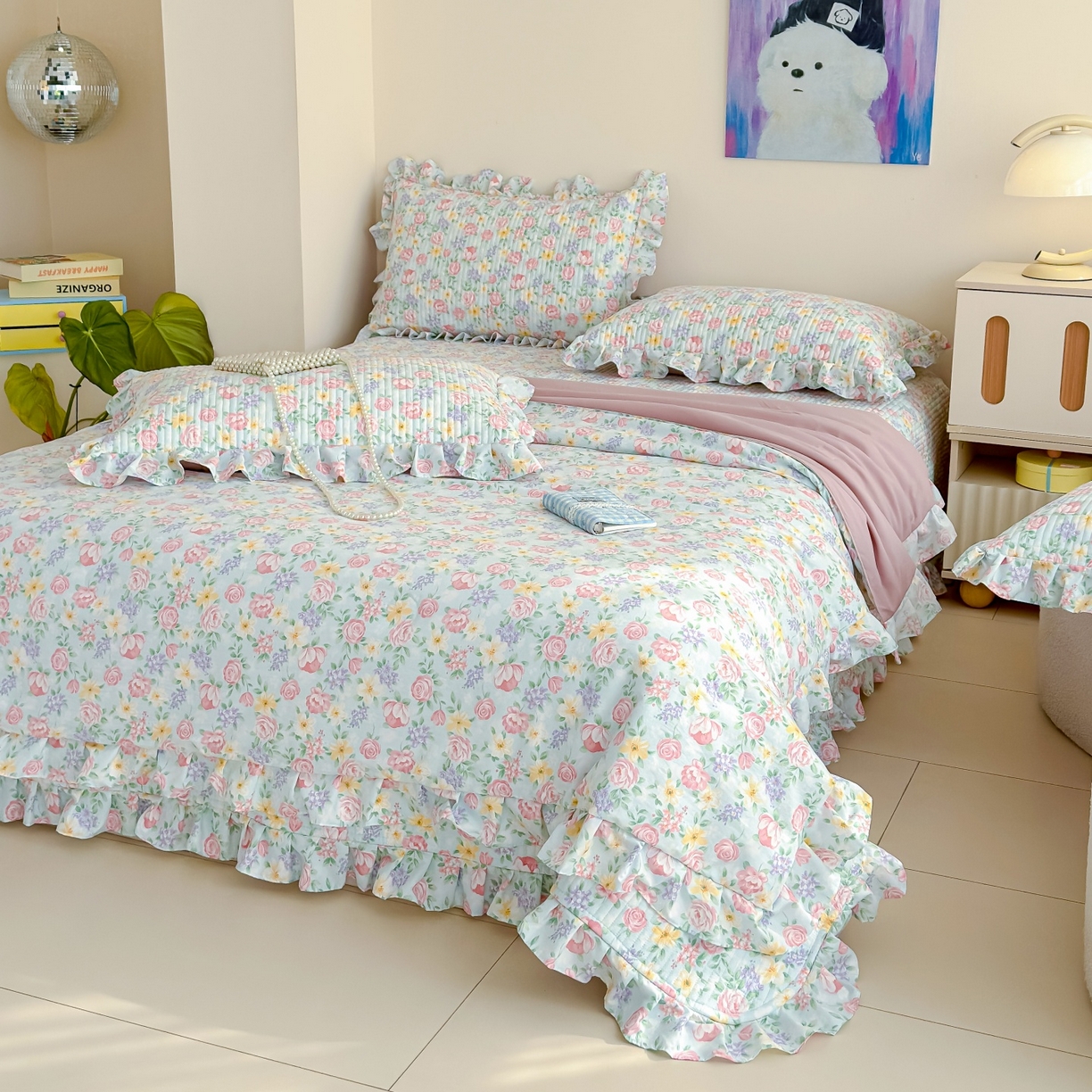 91家纺网 家纺一手货源 找家纺 归属 2026春夏新款古法仿棉床盖夏被四件套夏凉被空调被系列 雾漫玫瑰