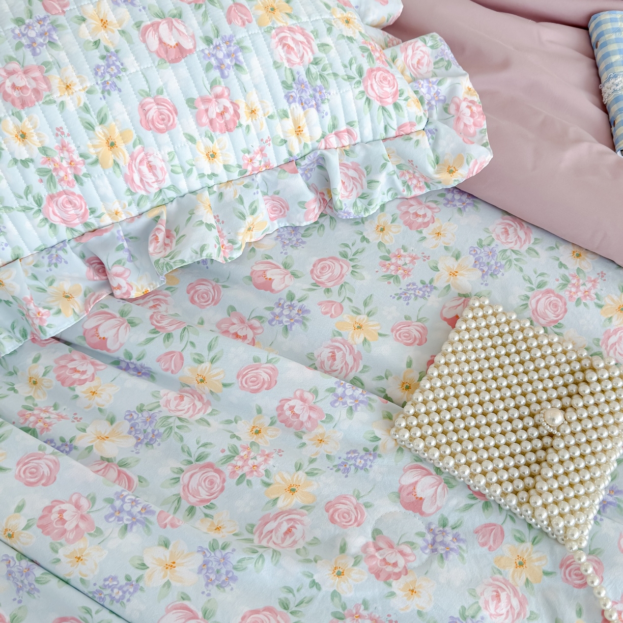 91家纺网 家纺一手货源 找家纺 归属 2026春夏新款古法仿棉床盖夏被四件套夏凉被空调被系列 雾漫玫瑰