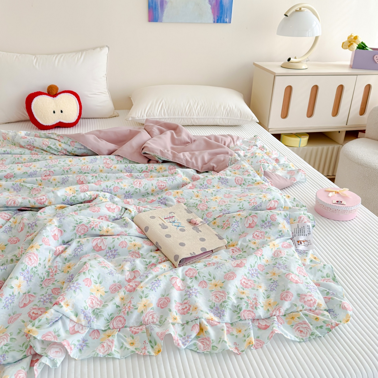 91家纺网 家纺一手货源 找家纺 归属 2026春夏新款古法仿棉床盖夏被四件套夏凉被空调被系列 雾漫玫瑰