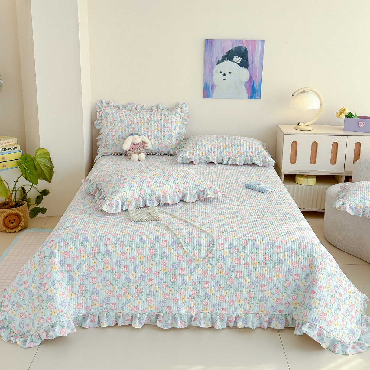 91家纺网 家纺一手货源 找家纺 归属 2026春夏新款古法仿棉床盖夏被四件套夏凉被空调被系列 雾漫玫瑰