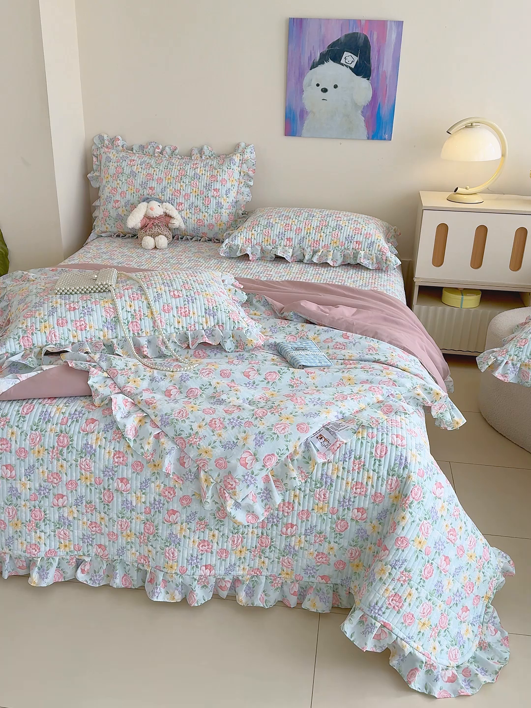 91家纺网 家纺一手货源 找家纺 归属 2026春夏新款古法仿棉床盖夏被四件套夏凉被空调被系列 雾漫玫瑰