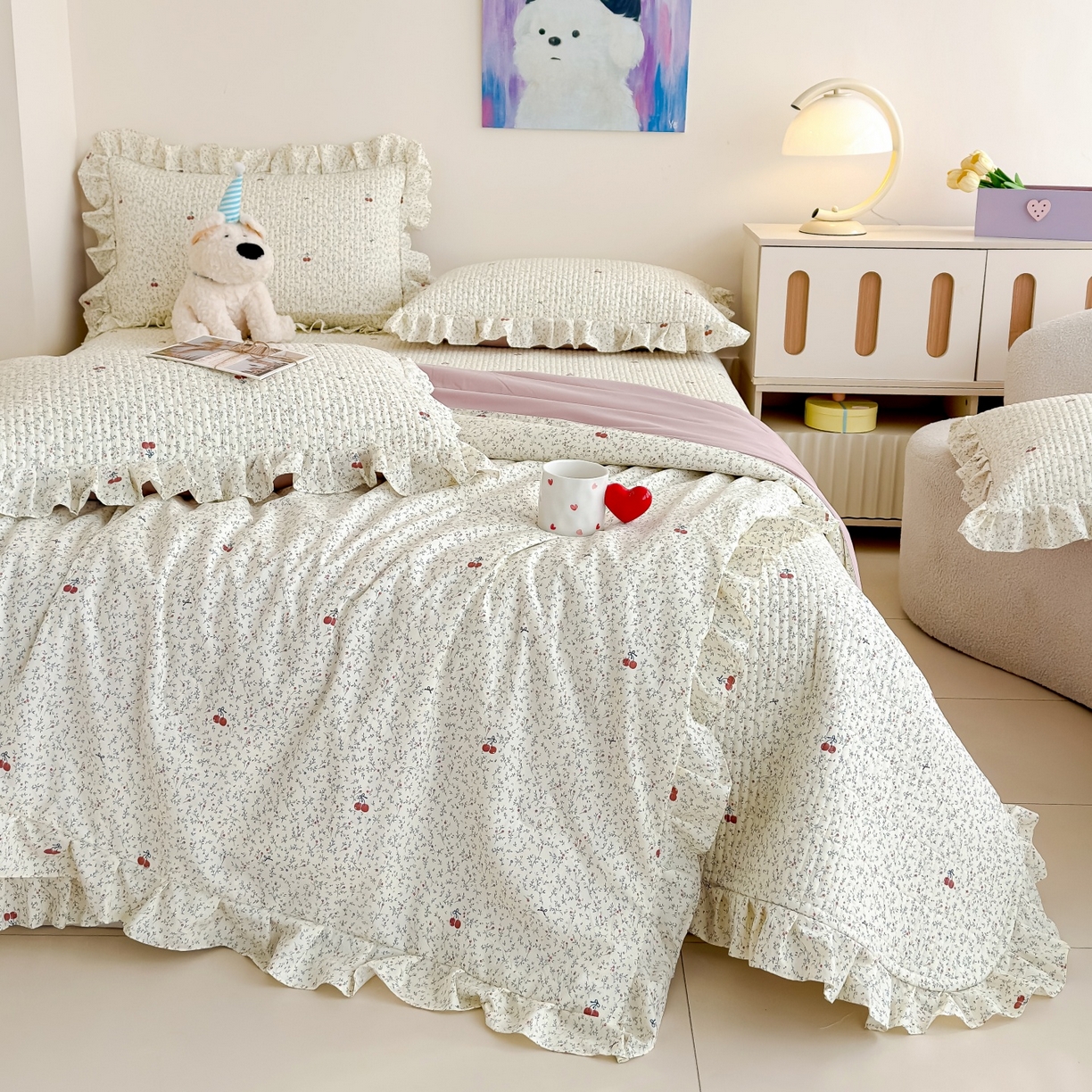 归属 2026春夏新款古法仿棉床盖夏被四件套夏凉被空调被系列 西柚樱桃