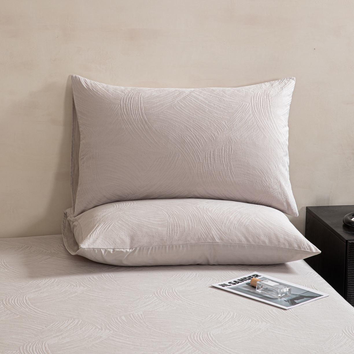 眠博士 2026新款60水洗立体提花单枕套 枕套单件 枕套-月岛弥生-灰