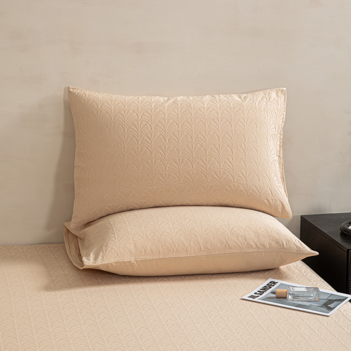 眠博士 2026新款60水洗立体提花单枕套 枕套单件 枕套-杏影-卡其