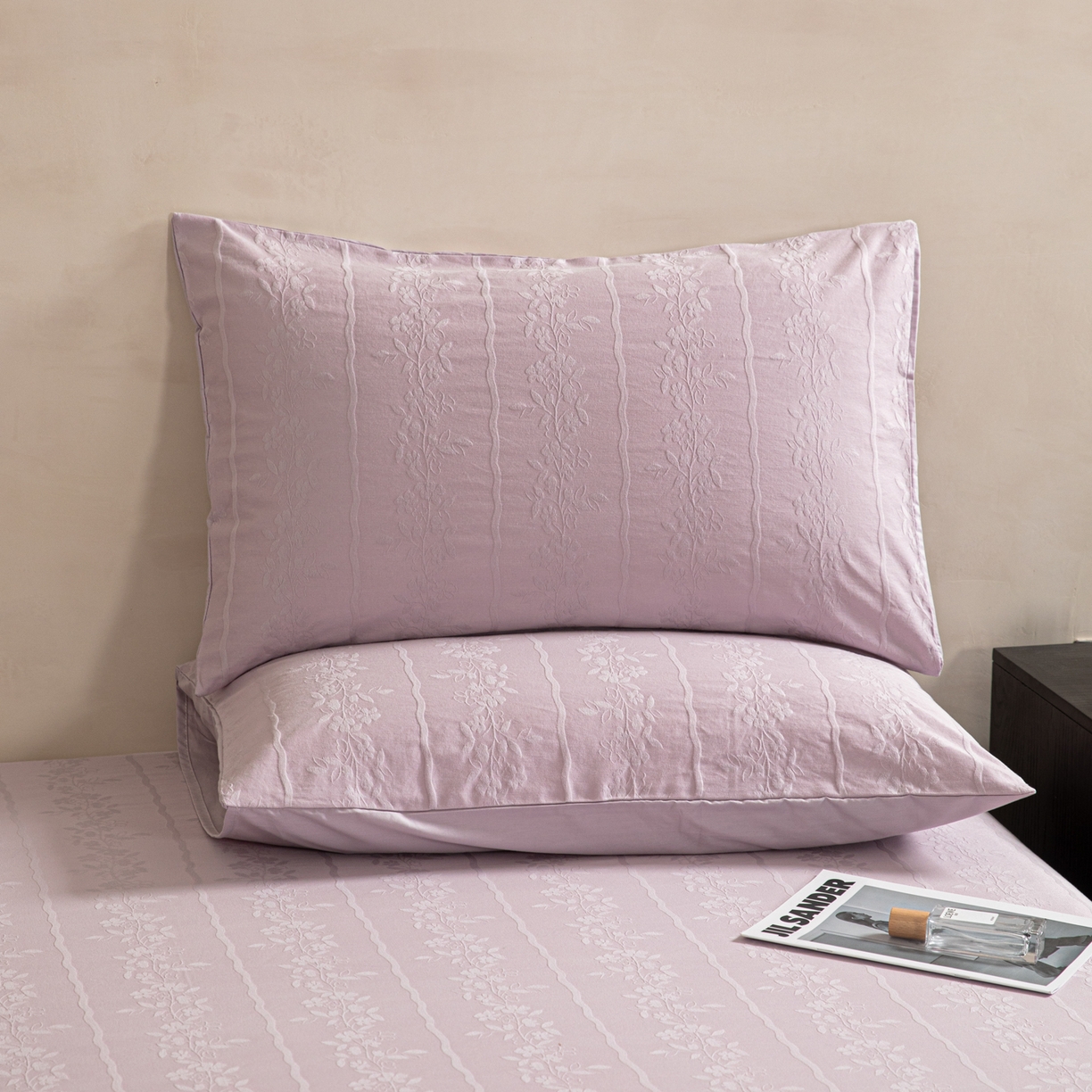 眠博士 2026新款60水洗立体提花单枕套 枕套单件 枕套-花间梦-紫