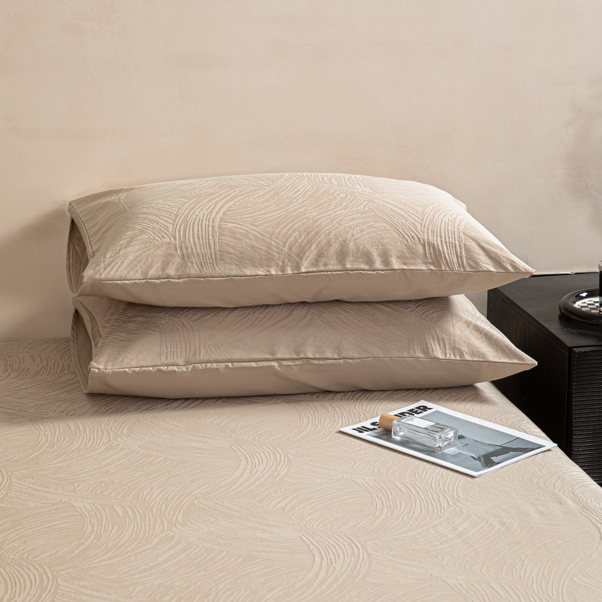 91家纺网 家纺一手货源 找家纺 眠博士 2026新款60水洗立体提花单枕套 枕套单件 枕套-月岛弥生-杏