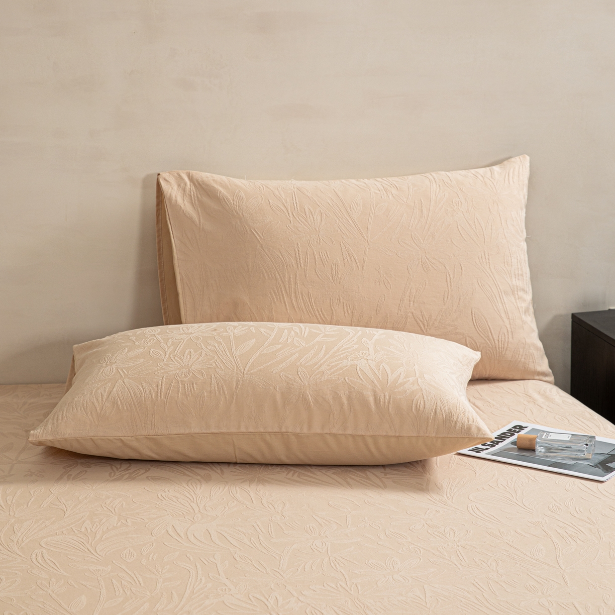 91家纺网 家纺一手货源 找家纺 眠博士 2026新款60水洗立体提花单枕套 枕套单件 枕套-绵语-卡其