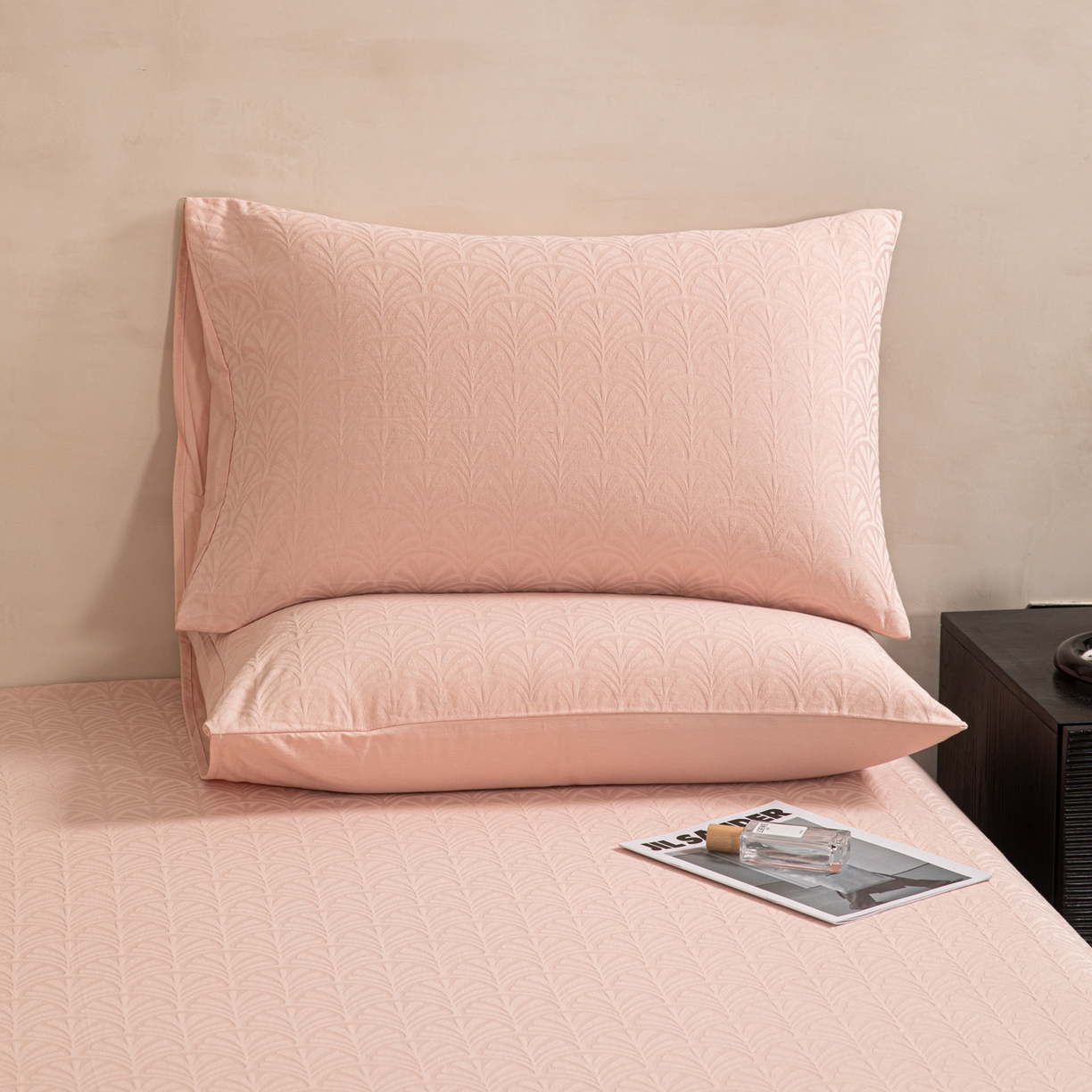 眠博士 2026新款60水洗立体提花单枕套 枕套单件 枕套-杏影-粉